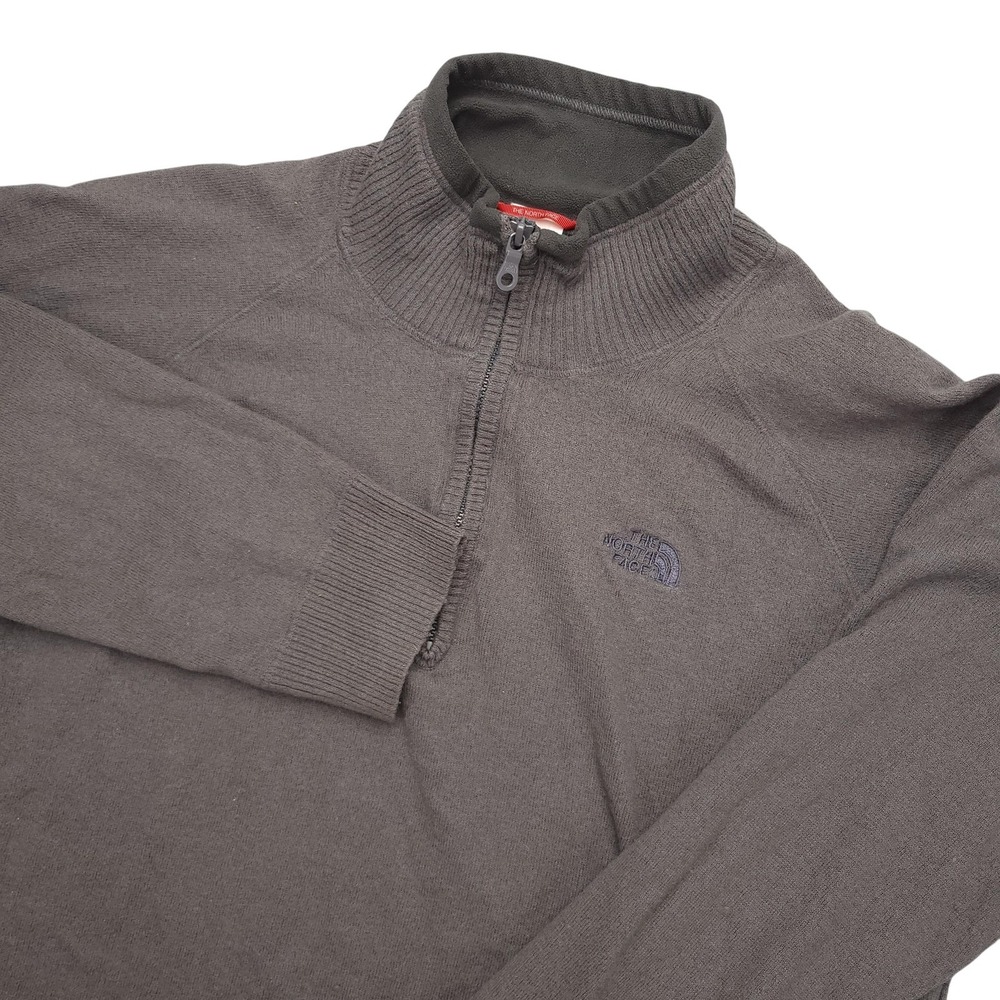 The North Face Sweater Mens XL Brown Cotton Wool 1/4 Zip Mock Neck Pullover